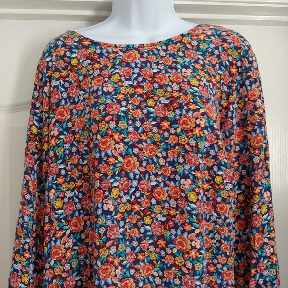 Old Navy Floral Colorful Flowy Boho Long Sleeve Modest Dress XXL - Picture 2 of 14